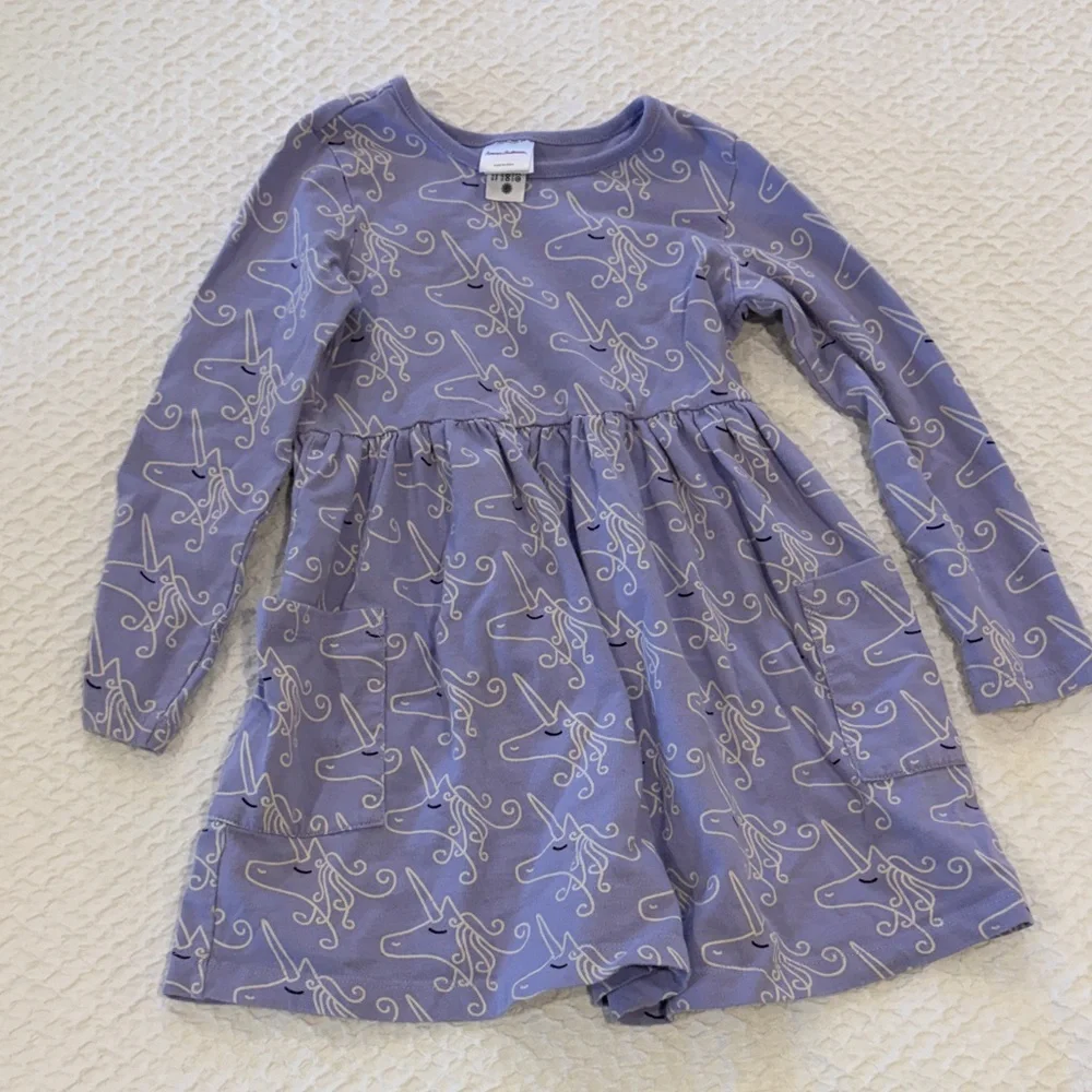 Hanna Andersson Purple unicorn Kids Dress with Swirl Design